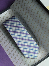 Purple Check Woven Silk Necktie - TOSSIDO