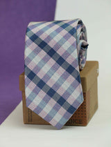 Purple Check Woven Silk Necktie - TOSSIDO