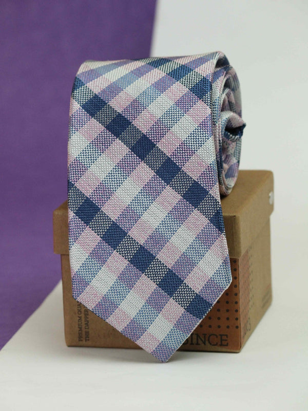 Purple Check Woven Silk Necktie - TOSSIDO