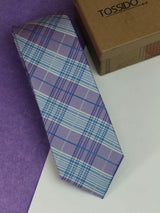 Purple Check Woven Silk Necktie - TOSSIDO