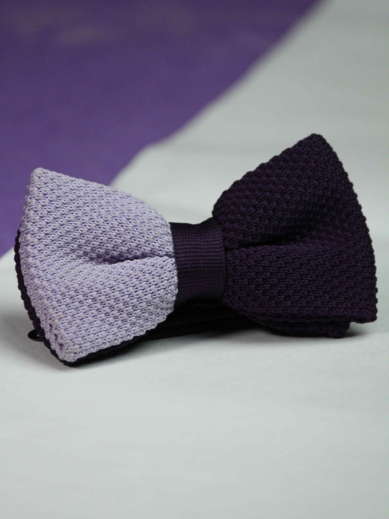 Purple Dual - Tone Knitted Bow Tie - TOSSIDO