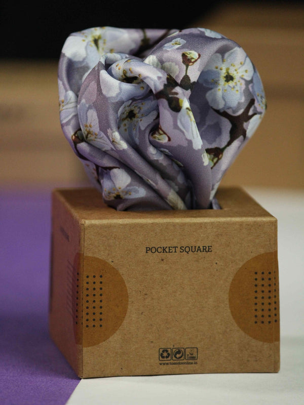 Purple Floral Pocket Square - TOSSIDO