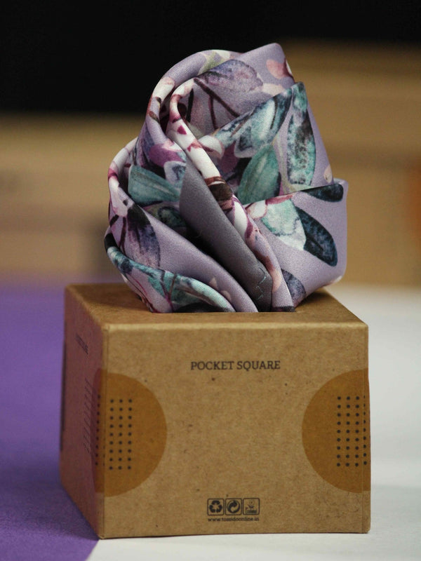 Purple Floral Pocket Square - TOSSIDO