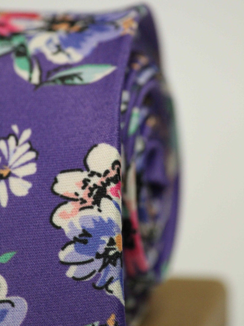 Purple Floral Printed Necktie - TOSSIDO