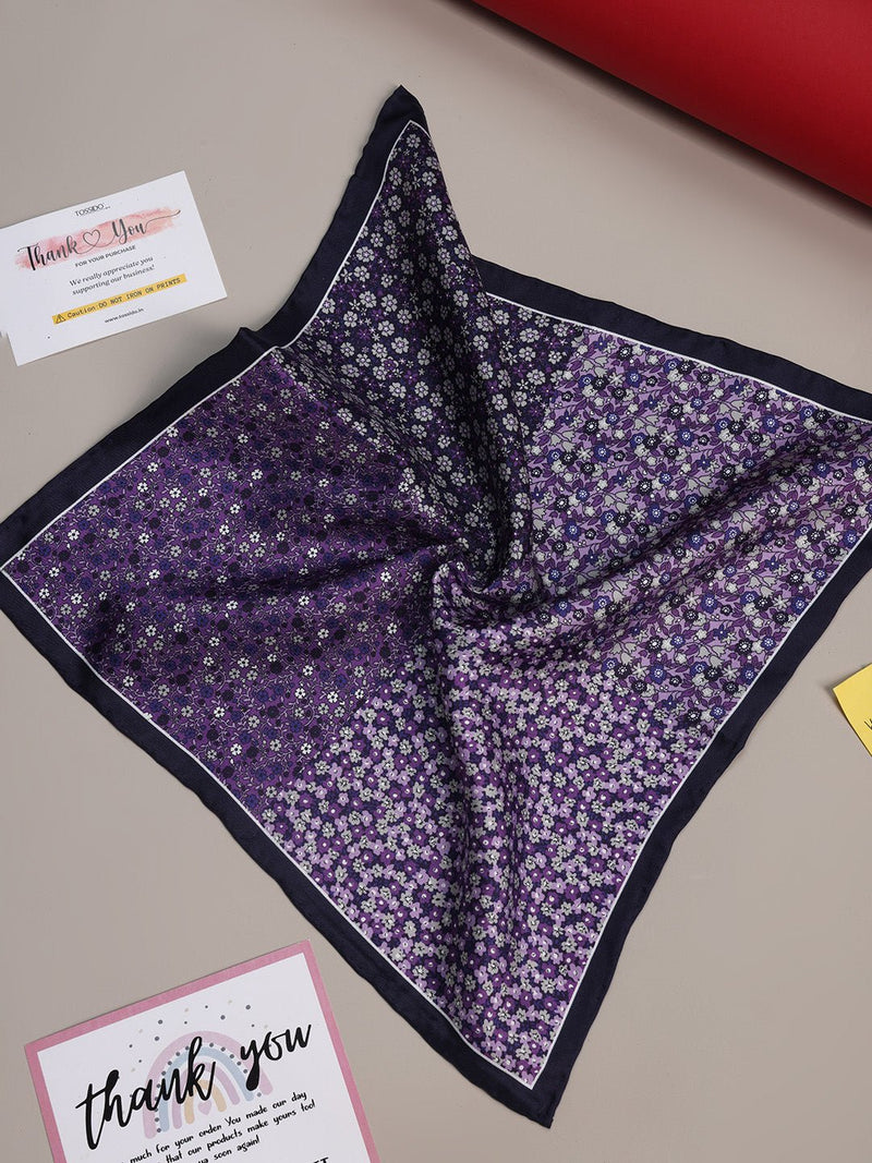 Purple Floral Silk Pocket Square - TOSSIDO
