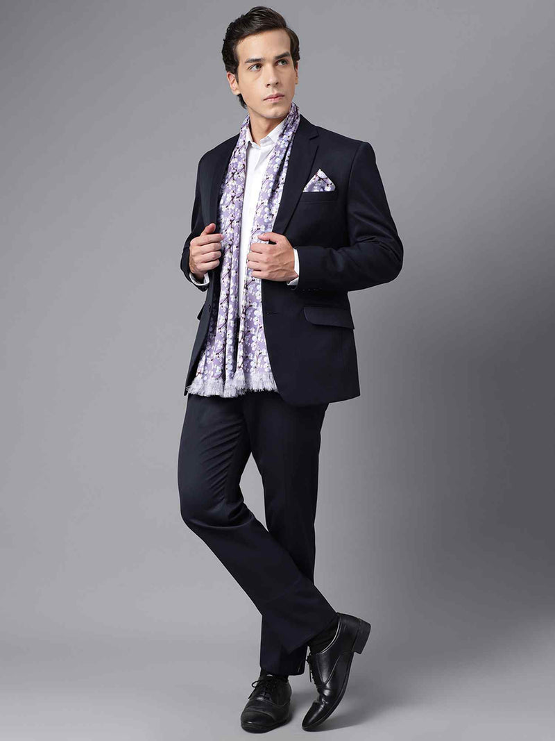 Purple Floral Stole & Pocket Square Set - TOSSIDO