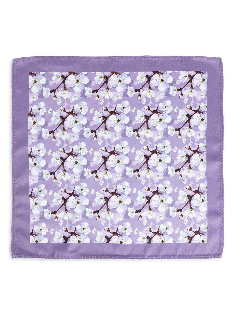 Purple Floral Stole & Pocket Square Set - TOSSIDO
