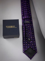 Purple Floral Woven Long Necktie - TOSSIDO