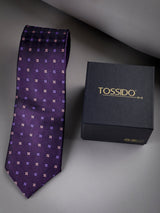 Purple Floral Woven Long Necktie - TOSSIDO