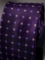 Purple Floral Woven Long Necktie - TOSSIDO