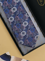 Purple Floral Woven Silk Necktie - TOSSIDO