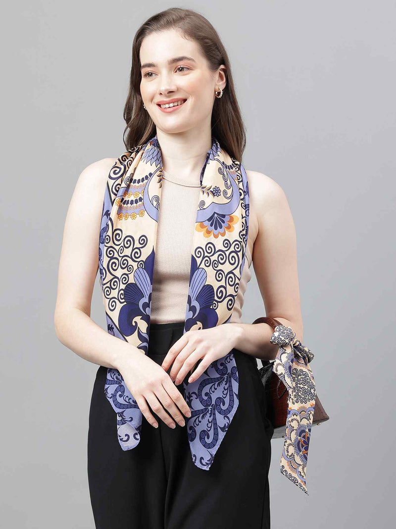 Purple Florals Scarf & Scarf Bag Set - TOSSIDO
