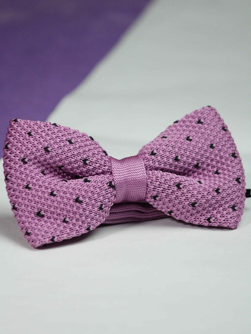Purple Geometric Knitted Bow Tie - TOSSIDO