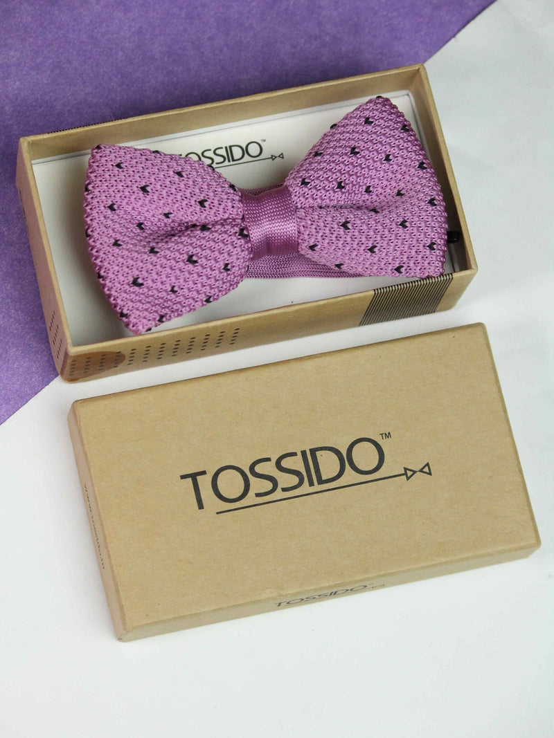 Purple Geometric Knitted Bow Tie - TOSSIDO