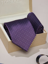 Purple Geometric Necktie & Pocket Square Giftset - TOSSIDO