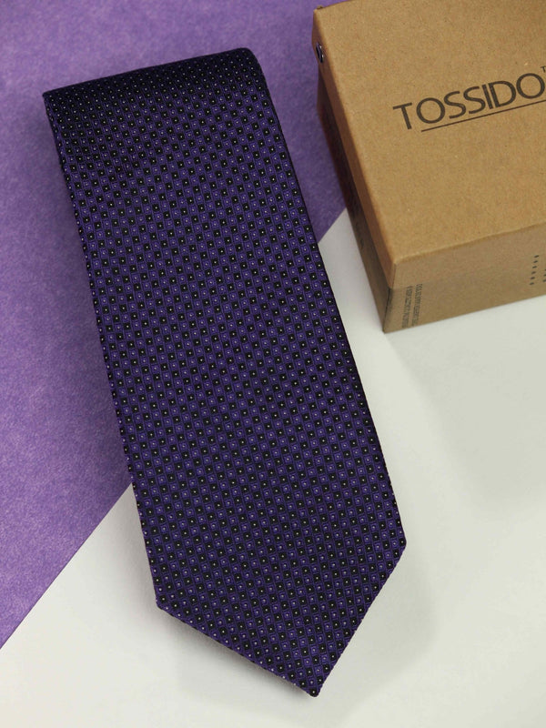 Purple Geometric Silk Necktie - TOSSIDO
