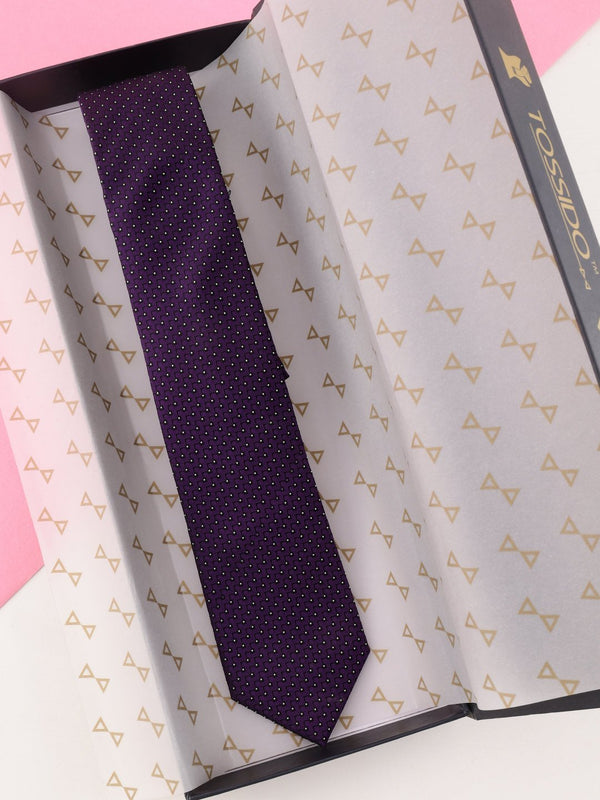 Purple Geometric Silk Necktie - TOSSIDO