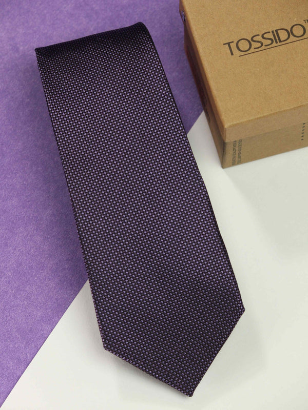 Purple Geometric Silk Necktie - TOSSIDO