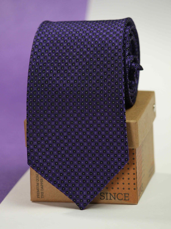 Purple Geometric Silk Necktie - TOSSIDO