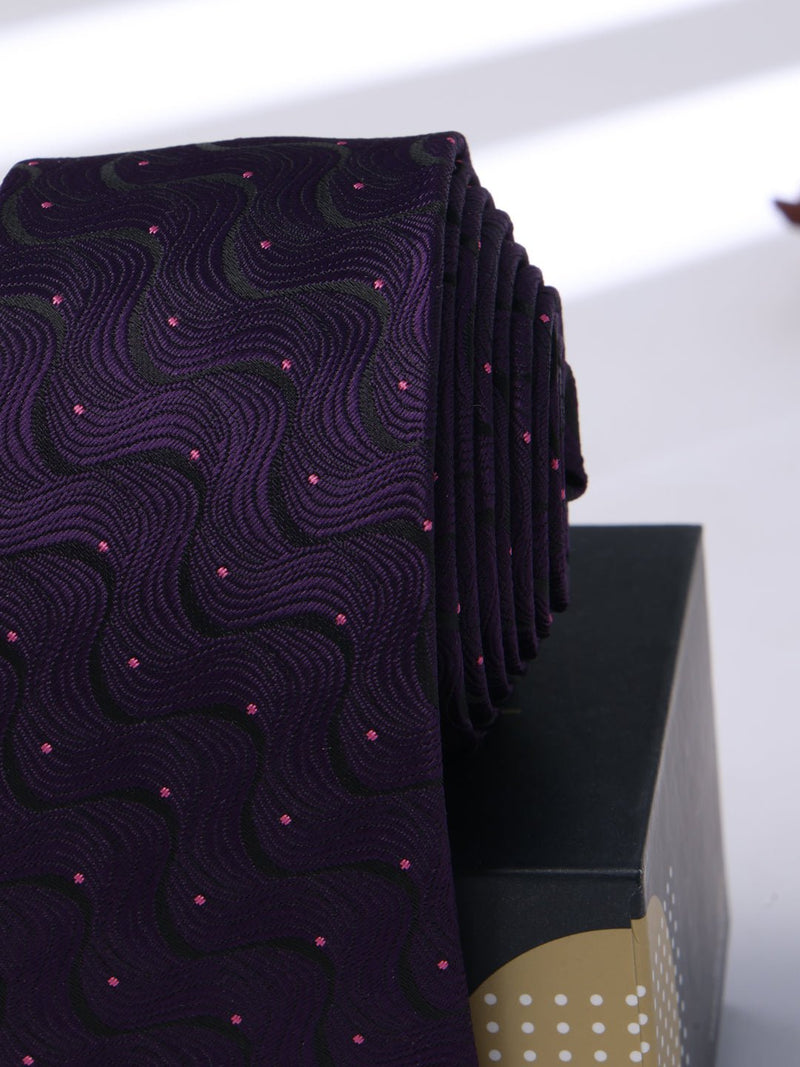 Purple Geometric Skinny Necktie - TOSSIDO