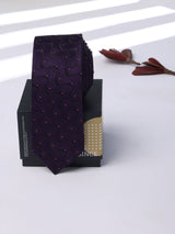 Purple Geometric Skinny Necktie - TOSSIDO