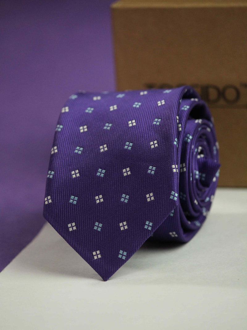 Purple Geometric Slim Necktie - TOSSIDO