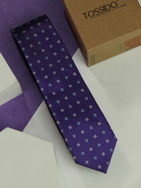 Purple Geometric Slim Necktie - TOSSIDO