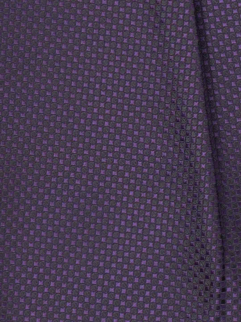 Purple Geometric Woven Cravat & Pocket Square Set - TOSSIDO