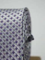 Purple Geometric Woven Necktie - TOSSIDO