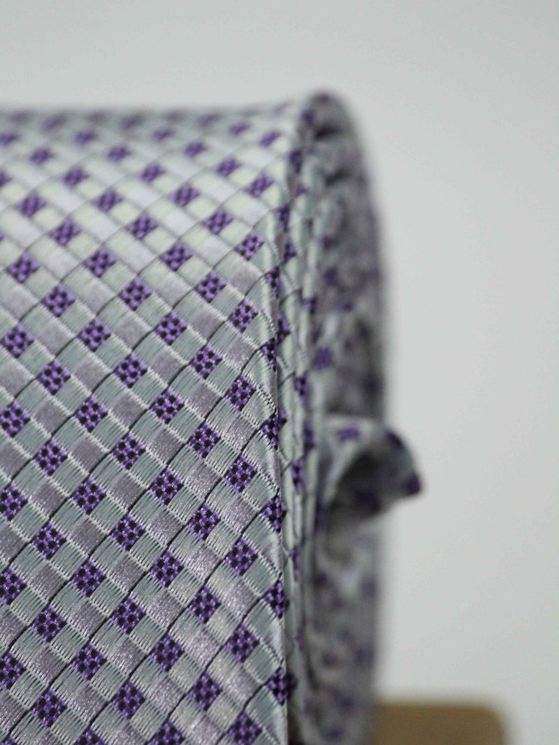 Purple Geometric Woven Necktie - TOSSIDO