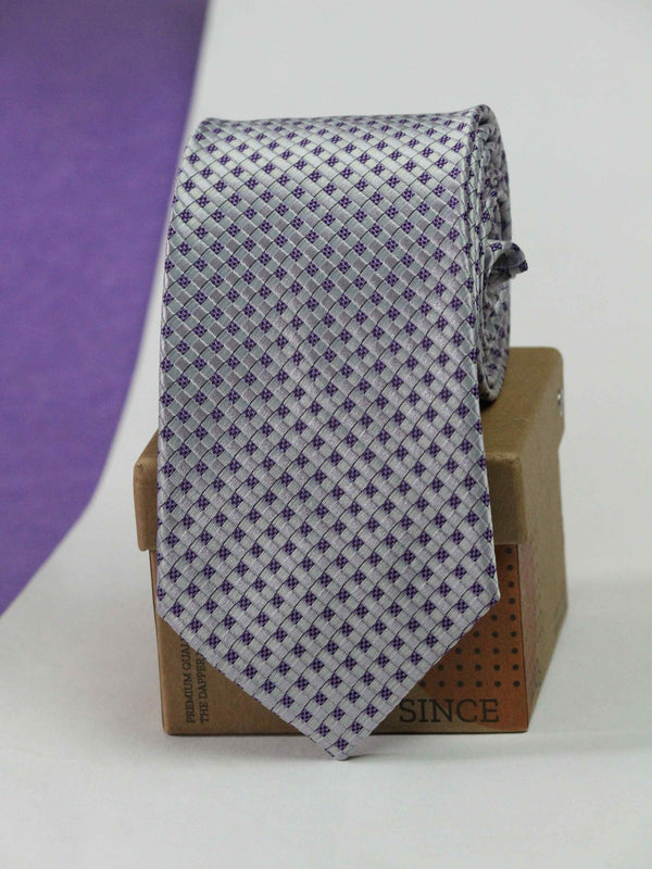 Purple Geometric Woven Necktie - TOSSIDO