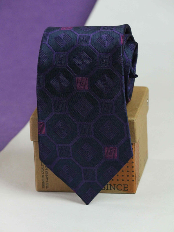 Purple Geometric Woven Necktie - TOSSIDO