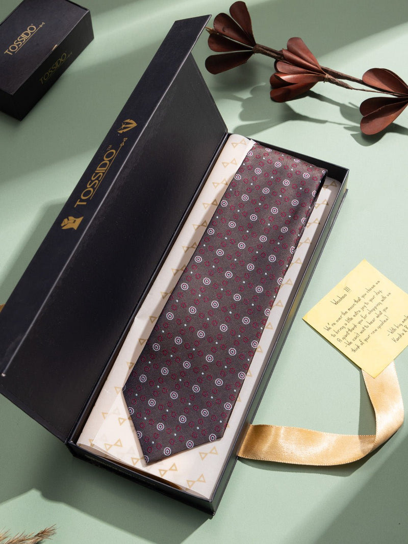 Purple Geometric Woven Necktie - TOSSIDO