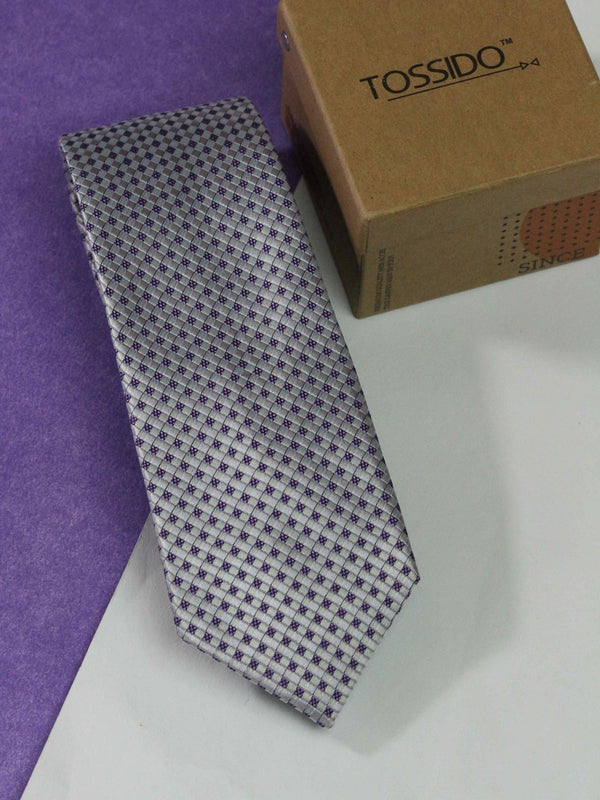 Purple Geometric Woven Necktie - TOSSIDO