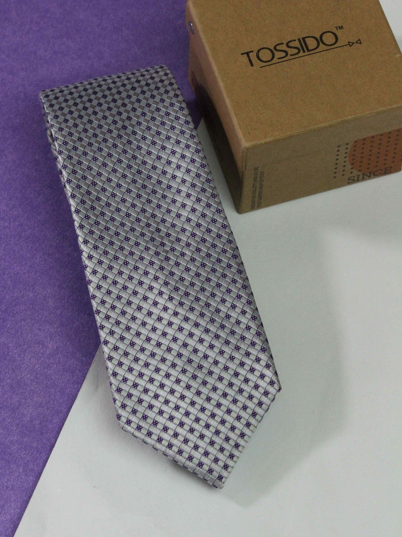 Purple Geometric Woven Necktie - TOSSIDO