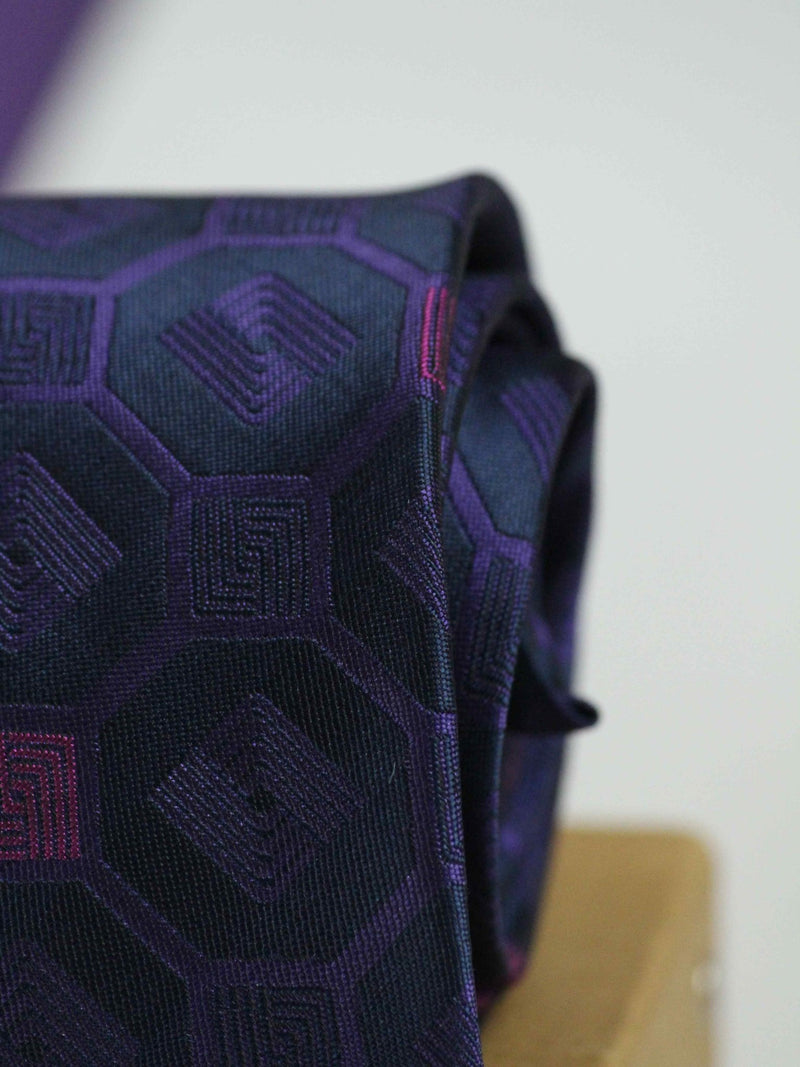 Purple Geometric Woven Necktie - TOSSIDO