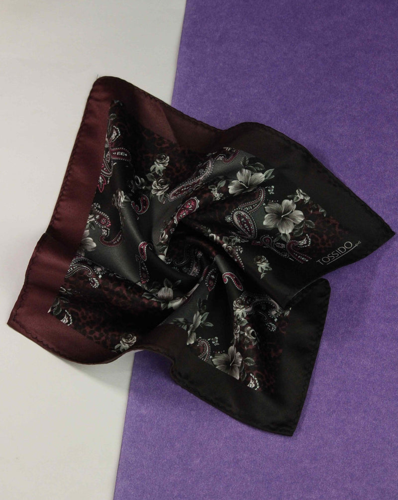 Purple & Grey Paisley Pocket Square - TOSSIDO
