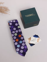 Purple Multicolor Polka Skinny Necktie - TOSSIDO