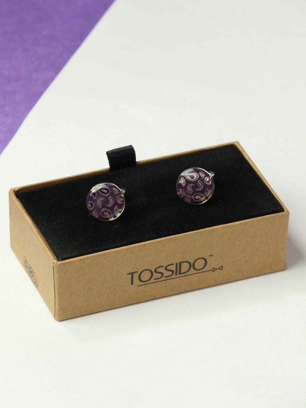 Purple Paisley Cufflinks - TOSSIDO