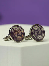 Purple Paisley Cufflinks - TOSSIDO