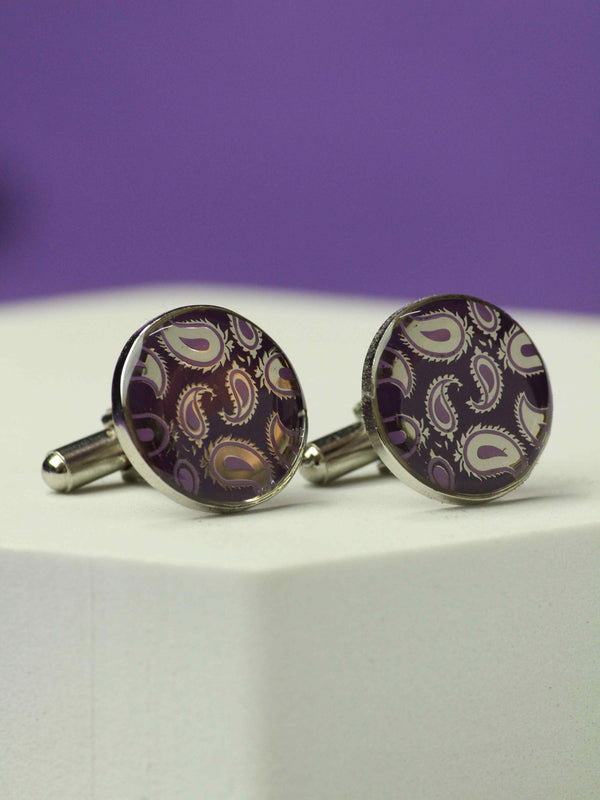 Purple Paisley Cufflinks - TOSSIDO