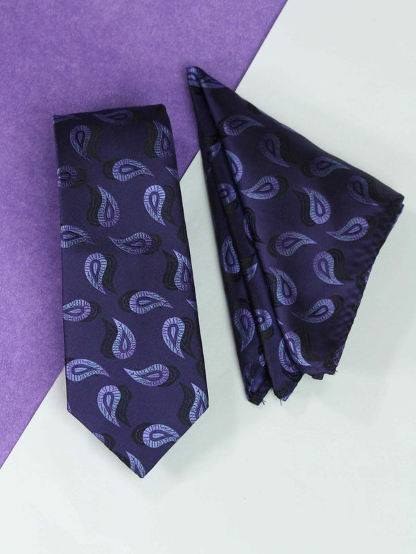 Purple Paisley Necktie & Pocket Square Giftset - TOSSIDO
