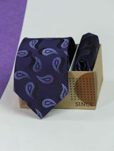 Purple Paisley Necktie & Pocket Square Giftset - TOSSIDO