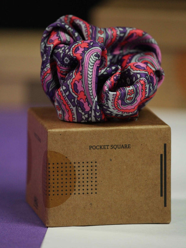 Purple Paisley Pocket Square - TOSSIDO