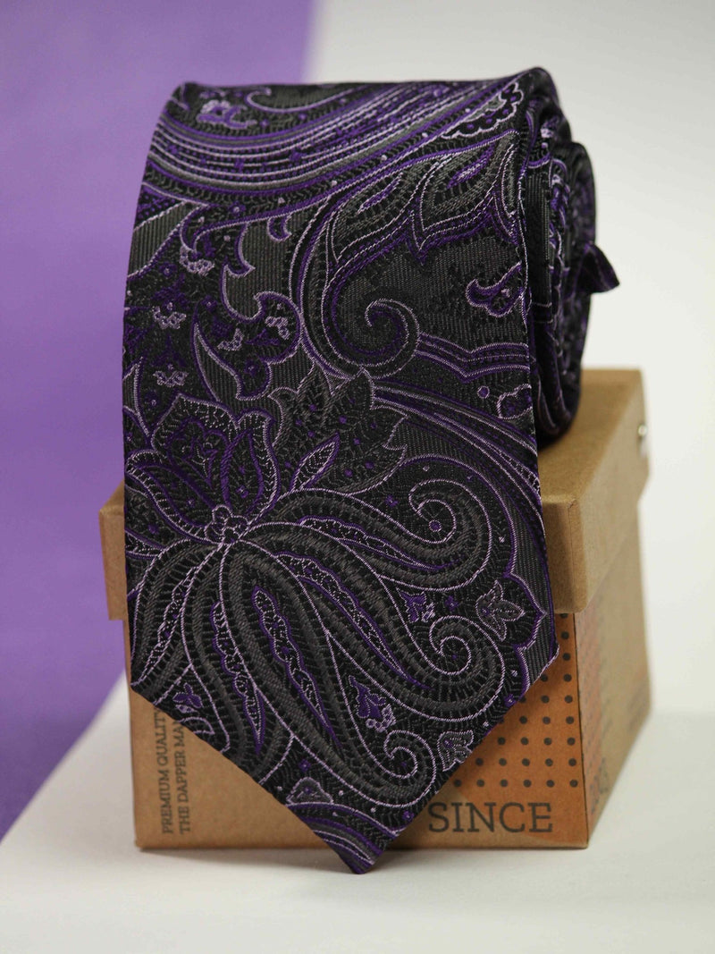 Purple Paisley Silk Necktie - TOSSIDO