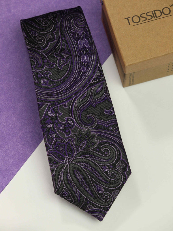 Purple Paisley Silk Necktie - TOSSIDO
