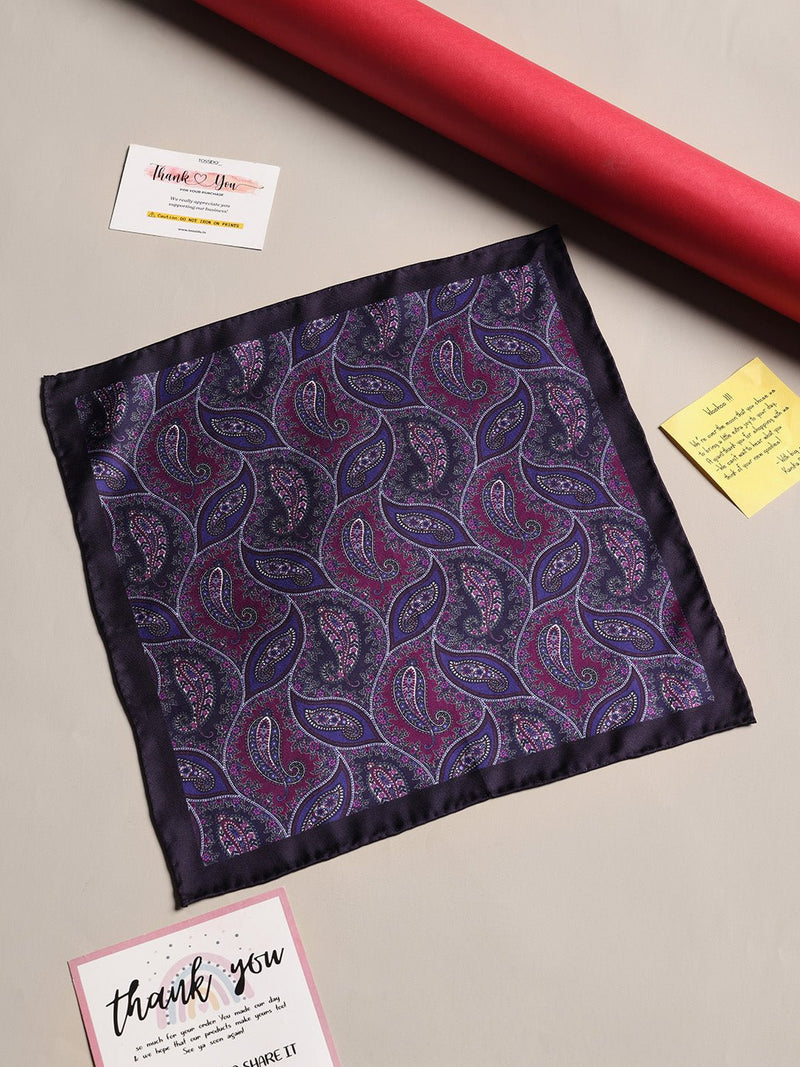 Purple Paisley Silk Pocket Square - TOSSIDO