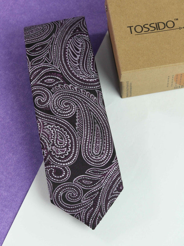 Purple Paisley Woven Necktie - TOSSIDO
