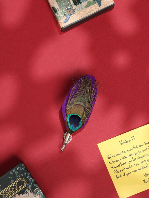 Purple Peacock Feather Brooch - TOSSIDO