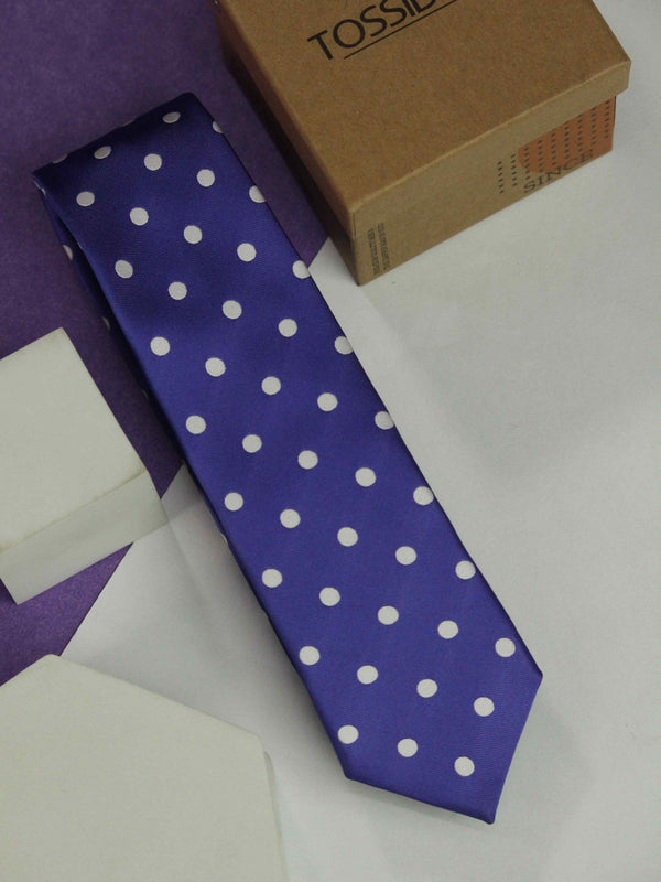 Purple Polka Dots Skinny Necktie - TOSSIDO